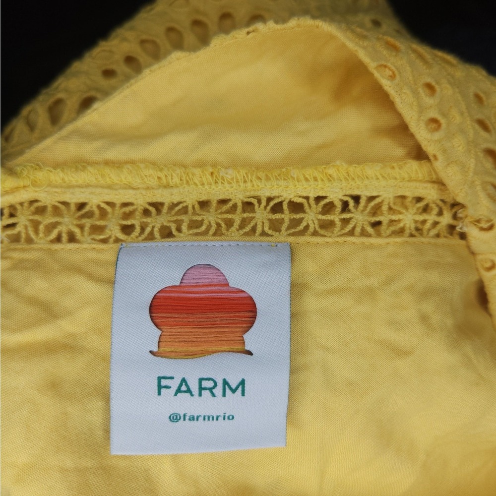 FARM Rio Yellow Eyelet Mini Dress - Picture 5 of 5